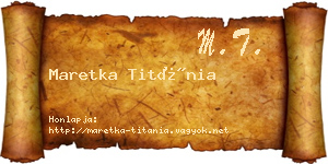Maretka Titánia névjegykártya